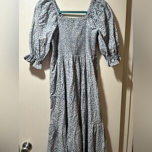 XS, Madewell puff sleeves floral midi dress